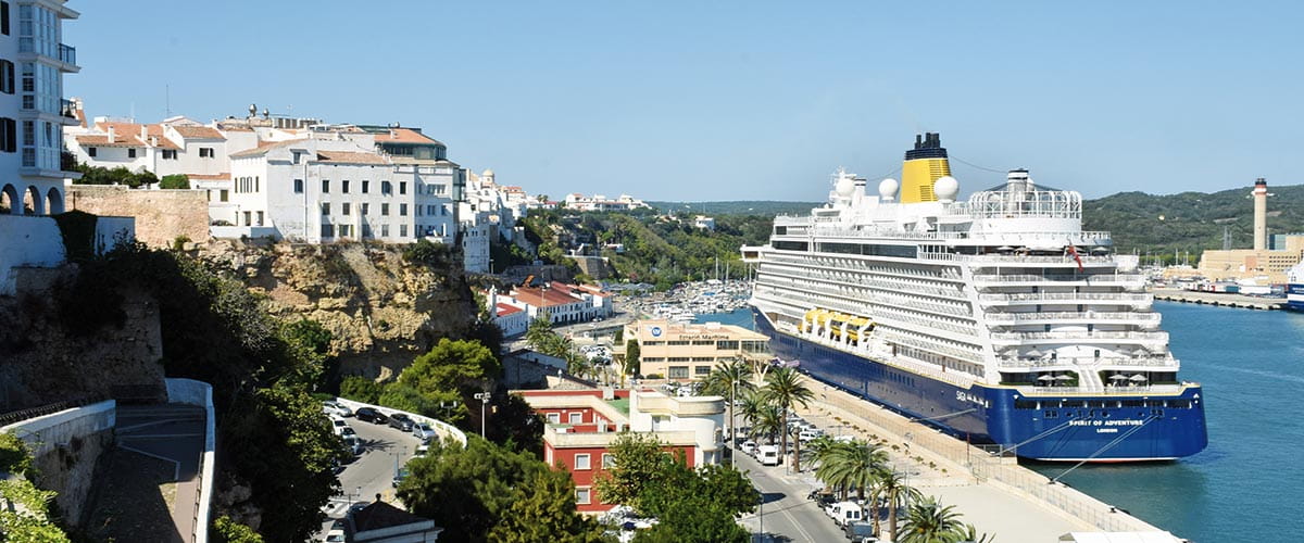 Spirit of Adventure in Minorca harbour